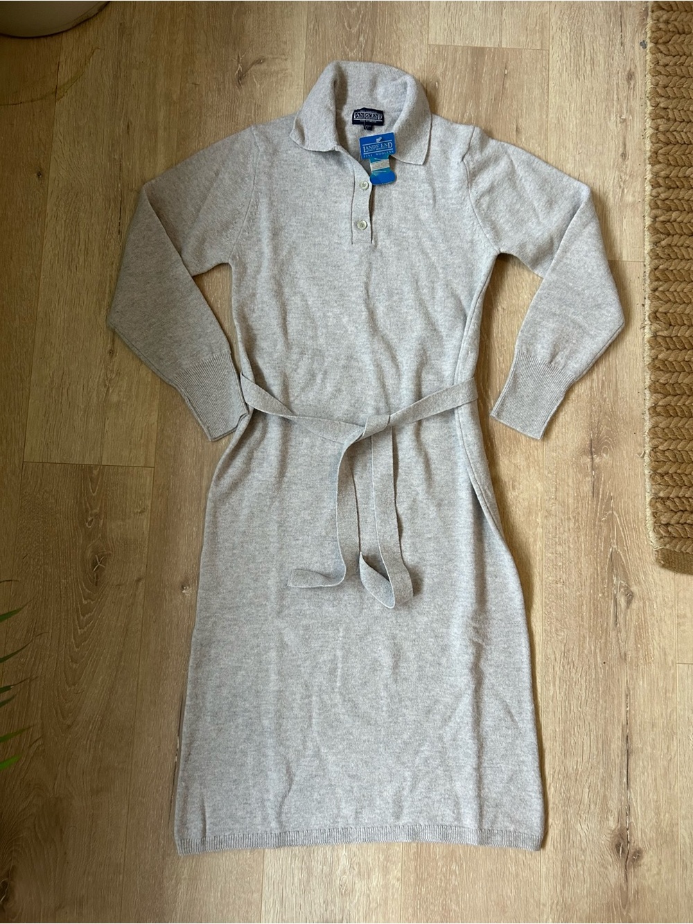 NEW Vintage Lands End grayish blue lambswool maxi sweater dress S